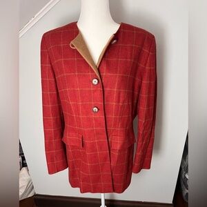 Roberto Quaglia 44 wool cashmere blend red plaid blazer